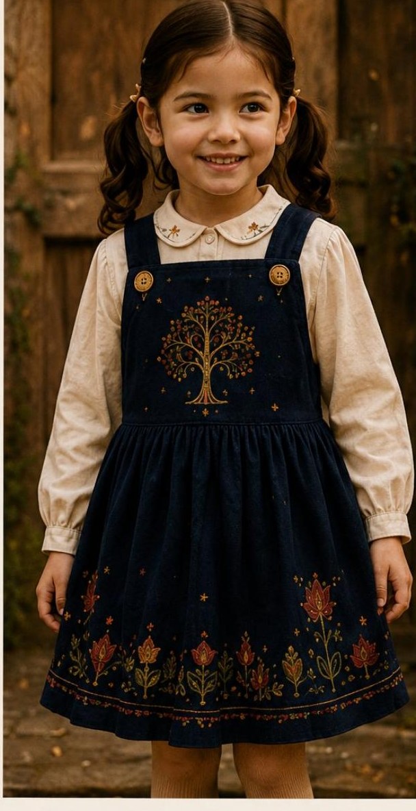 Look 15: The Tree-of-Life Pinafore — ELOVA RENN StoryWear